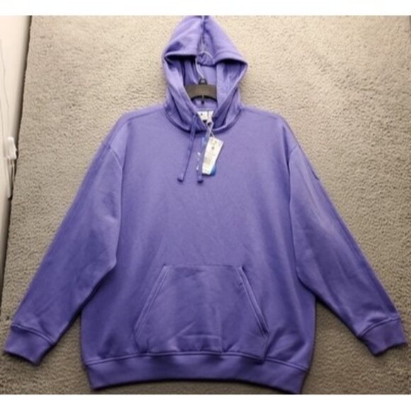 adidas Sweaters - Adidas Pullover Hoodie Women Medium Purple Oversized Ribbed Cuff Kangaroo Pocket